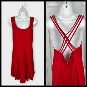Vintage Rampage Fit & Flare Mini Dress Strappy 90s Y2K Grunge Red Size 0 XXS